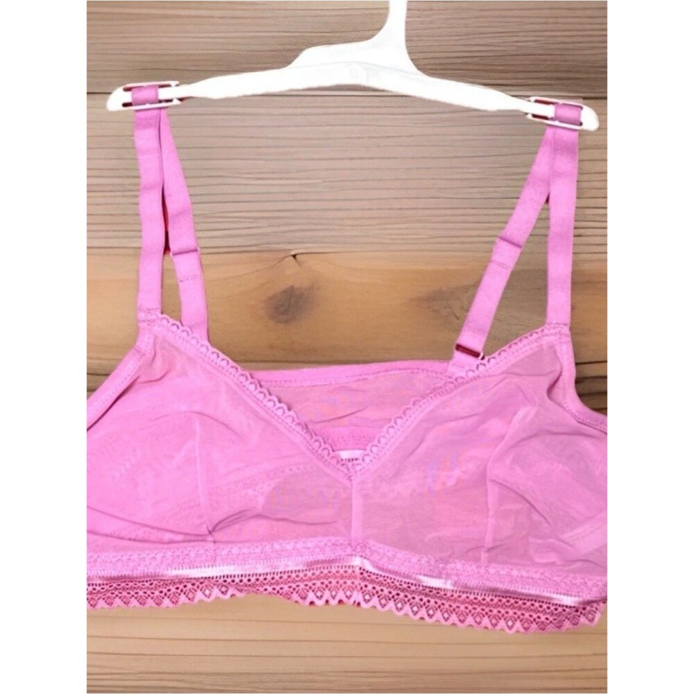 Auden Light Pink Lace-Trim Wireless Bralette Women's XL (38DD, 40D)